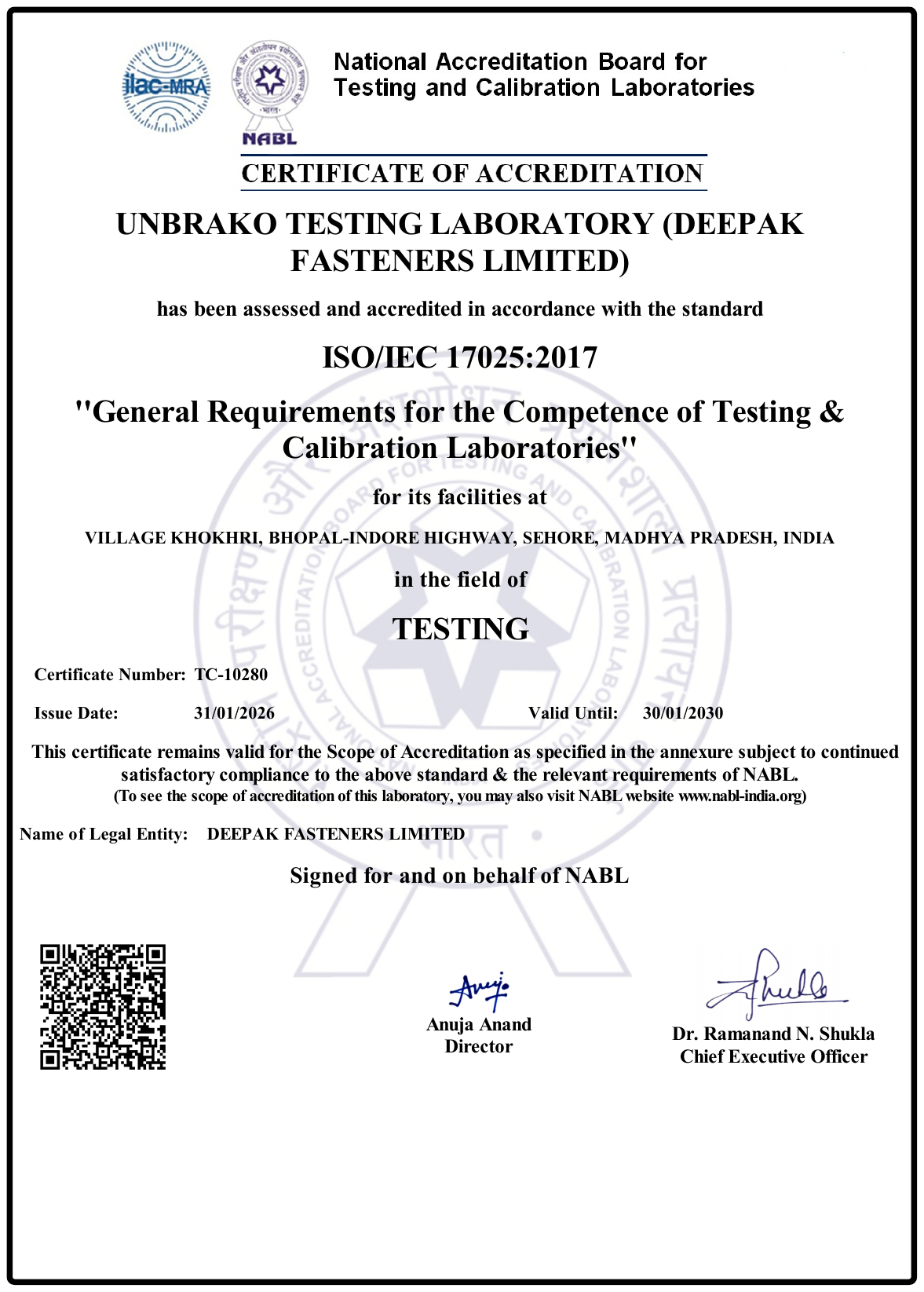 Testing Facility
